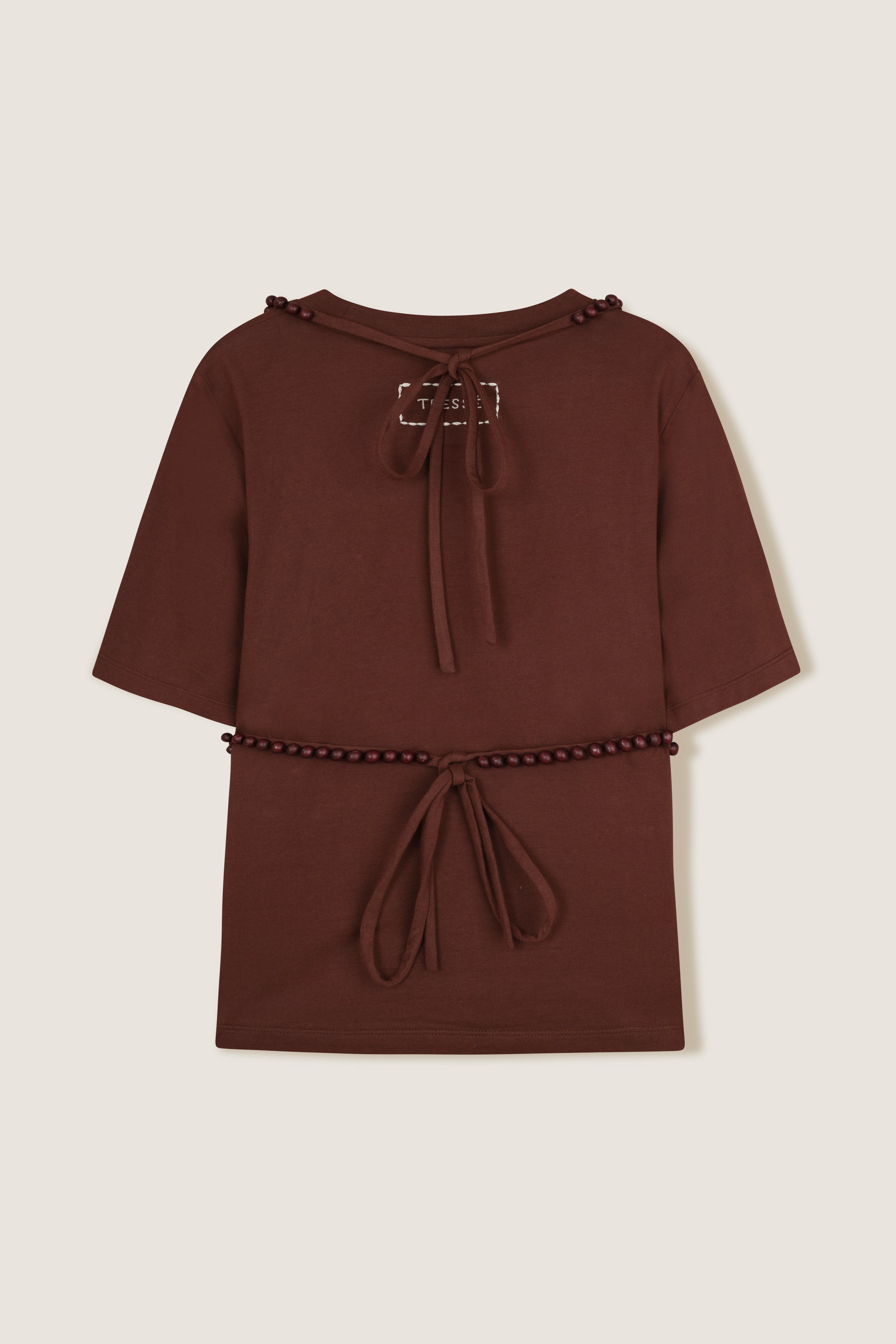 Cotton T-Shirt with Beaded Bikini Effect | Tressé