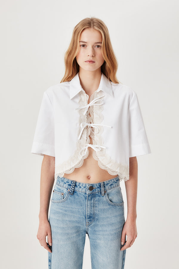 Tie-front blouse
