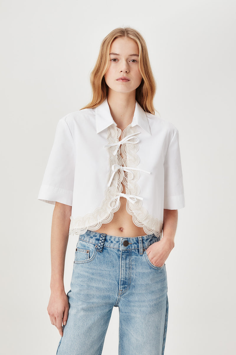 Tie-front blouse