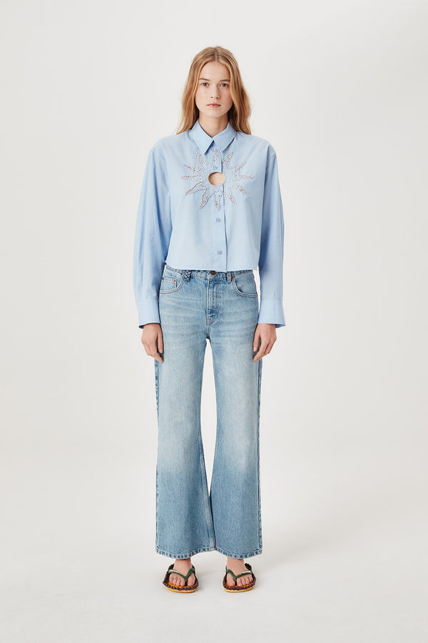 Chemise à soleil en strass brodés
