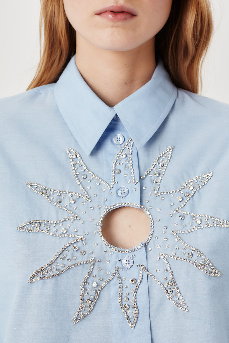 Chemise à soleil en strass brodés