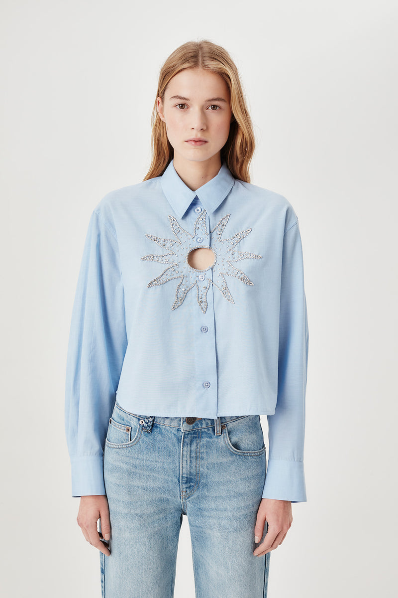 Chemise à soleil en strass brodés