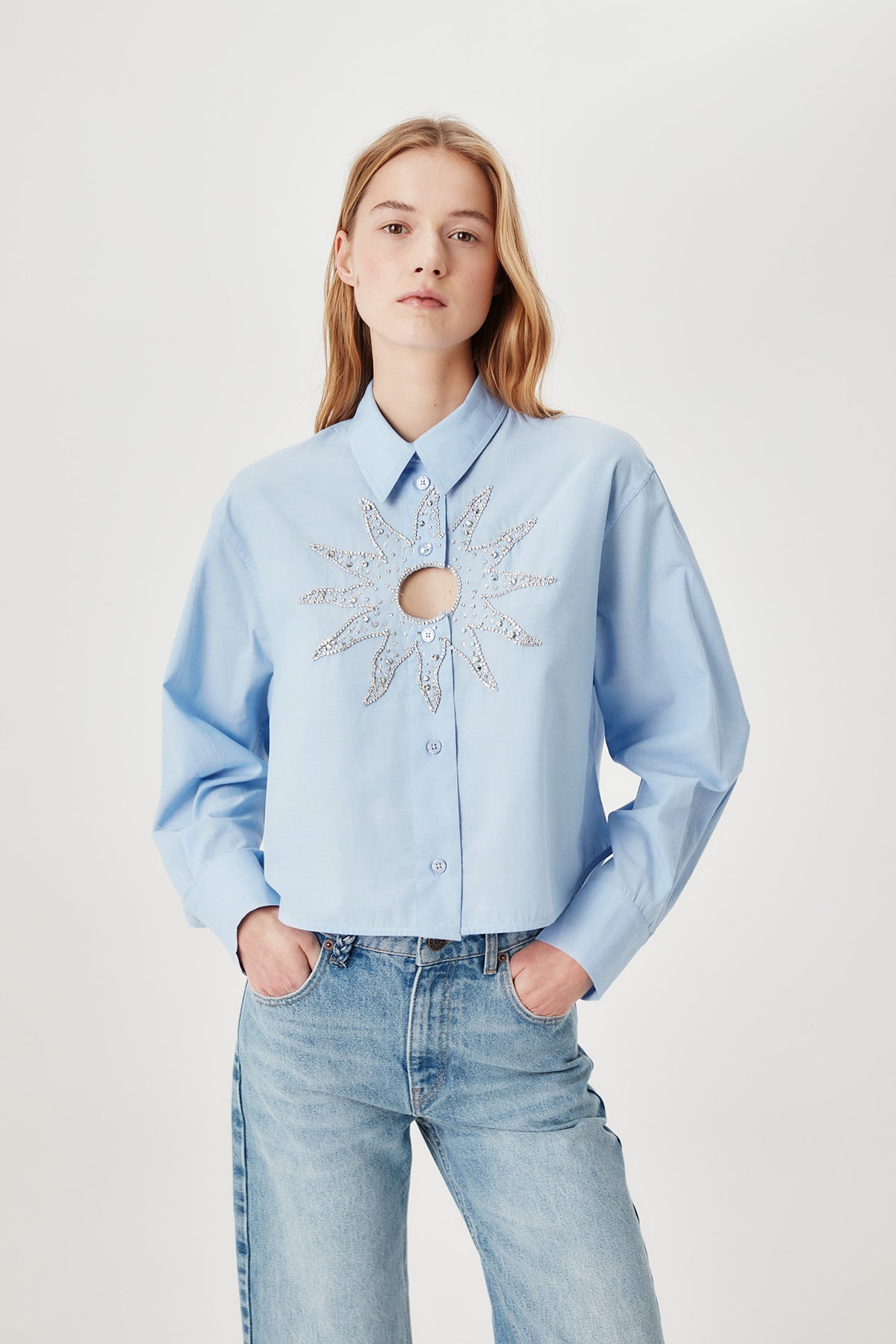 Chemise à soleil en strass brodés