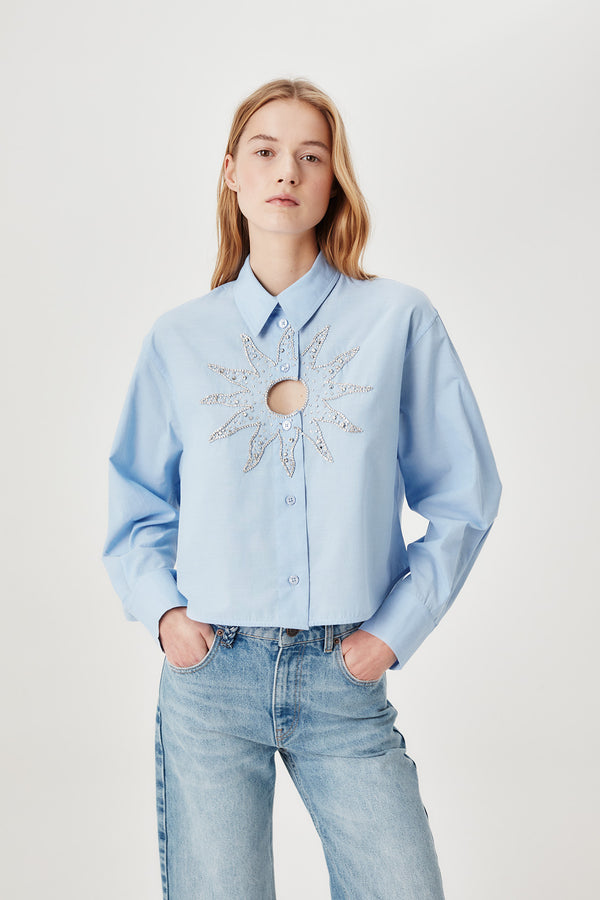 Chemise à soleil en strass brodés