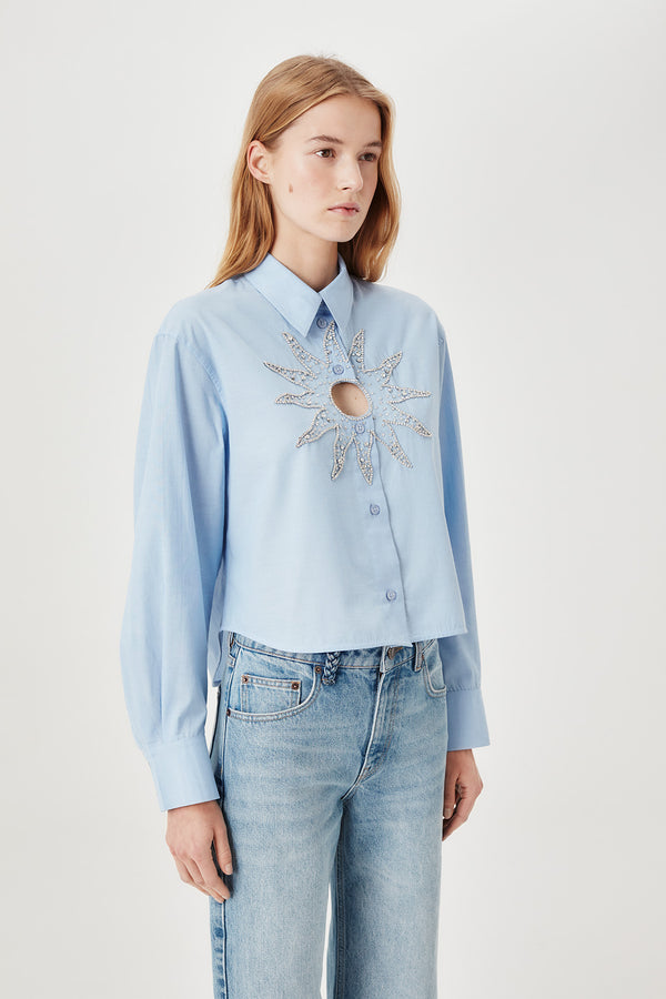 Chemise à soleil en strass brodés