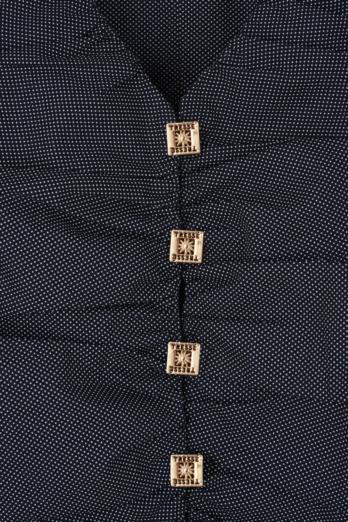 Pleated shirt with square medallions