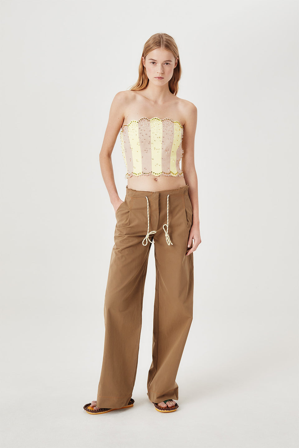 Pantalon à cordon coloré