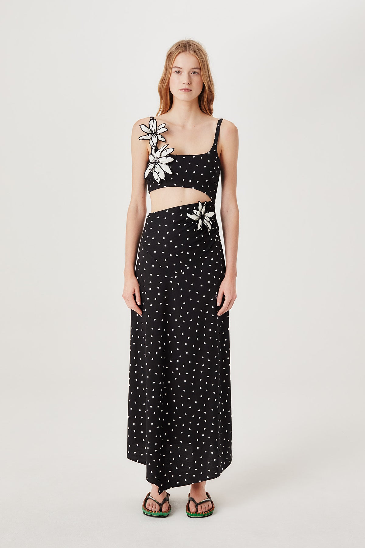 Robe longue à pois