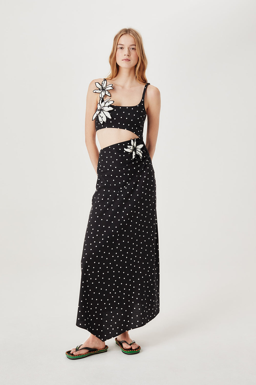 Robe longue à pois