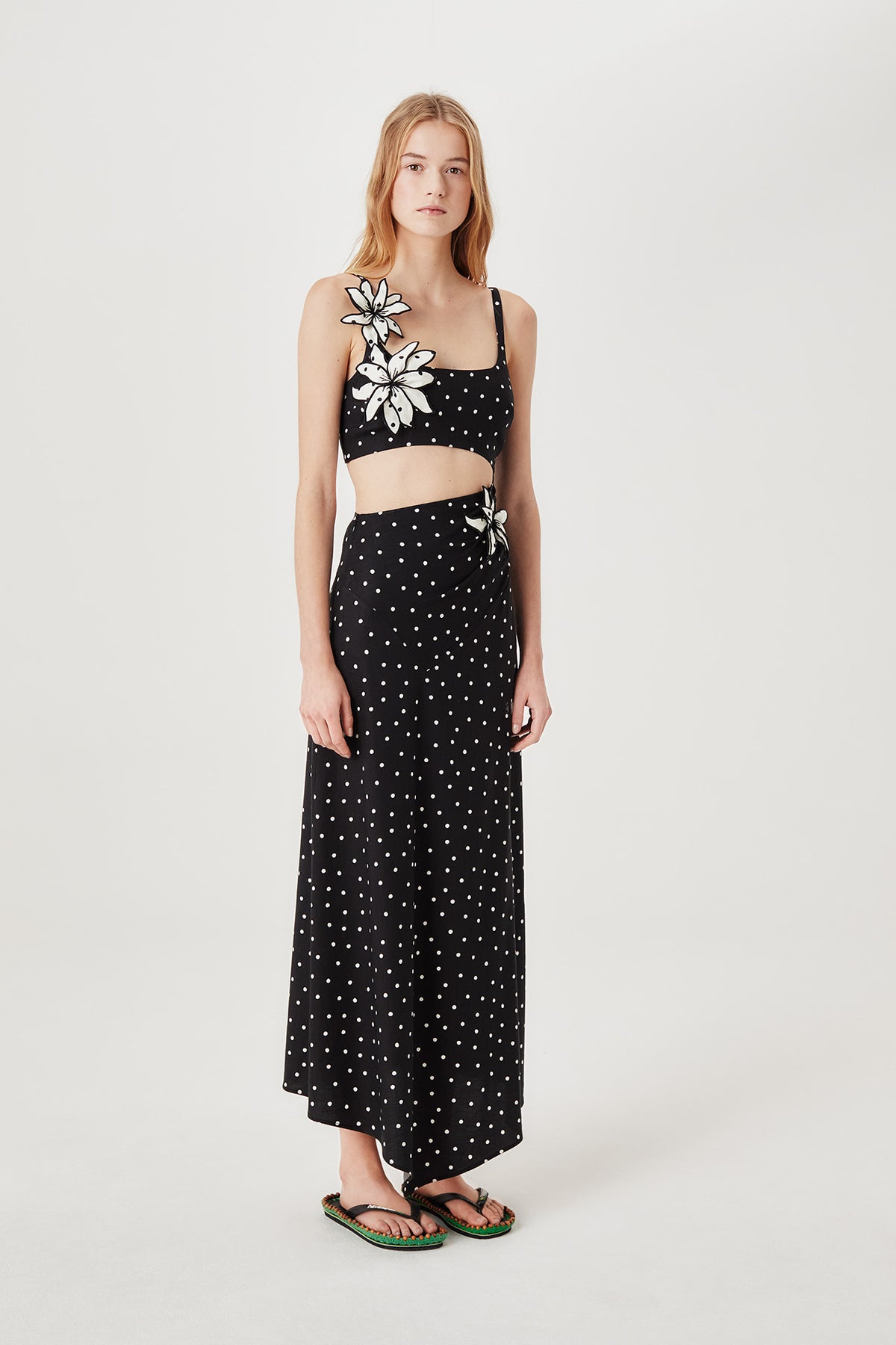 Robe longue à pois