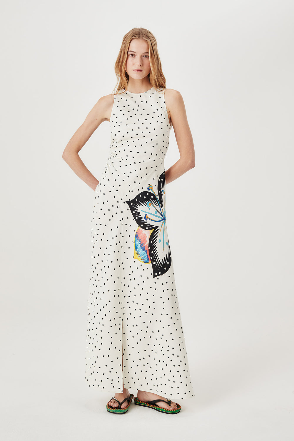 Robe longue à pois