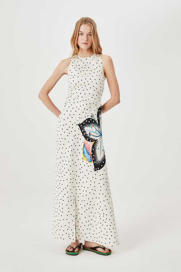 Robe longue à pois