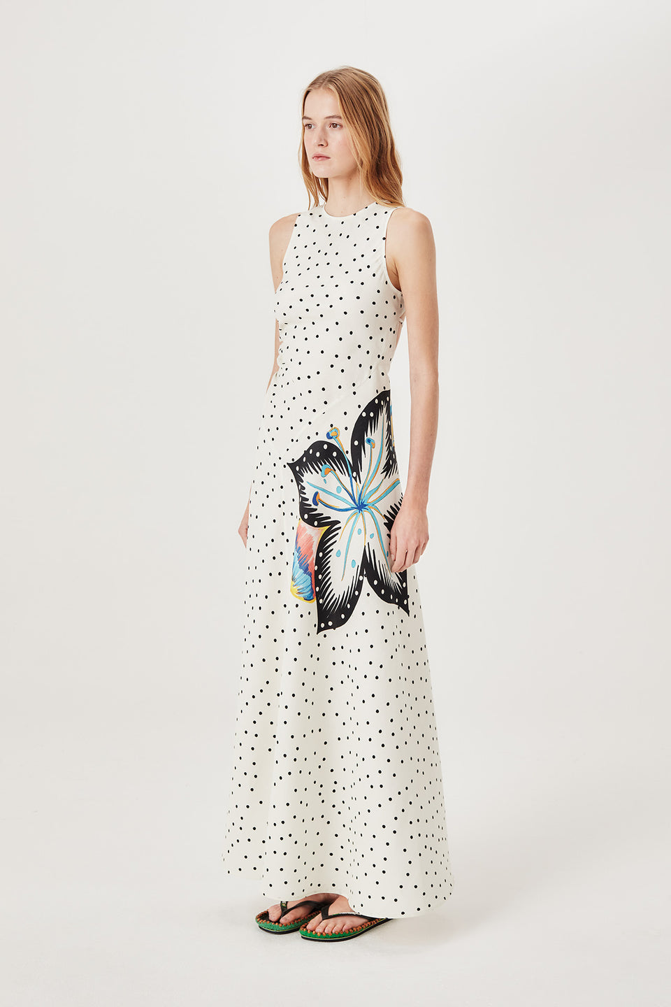 Robe longue à pois