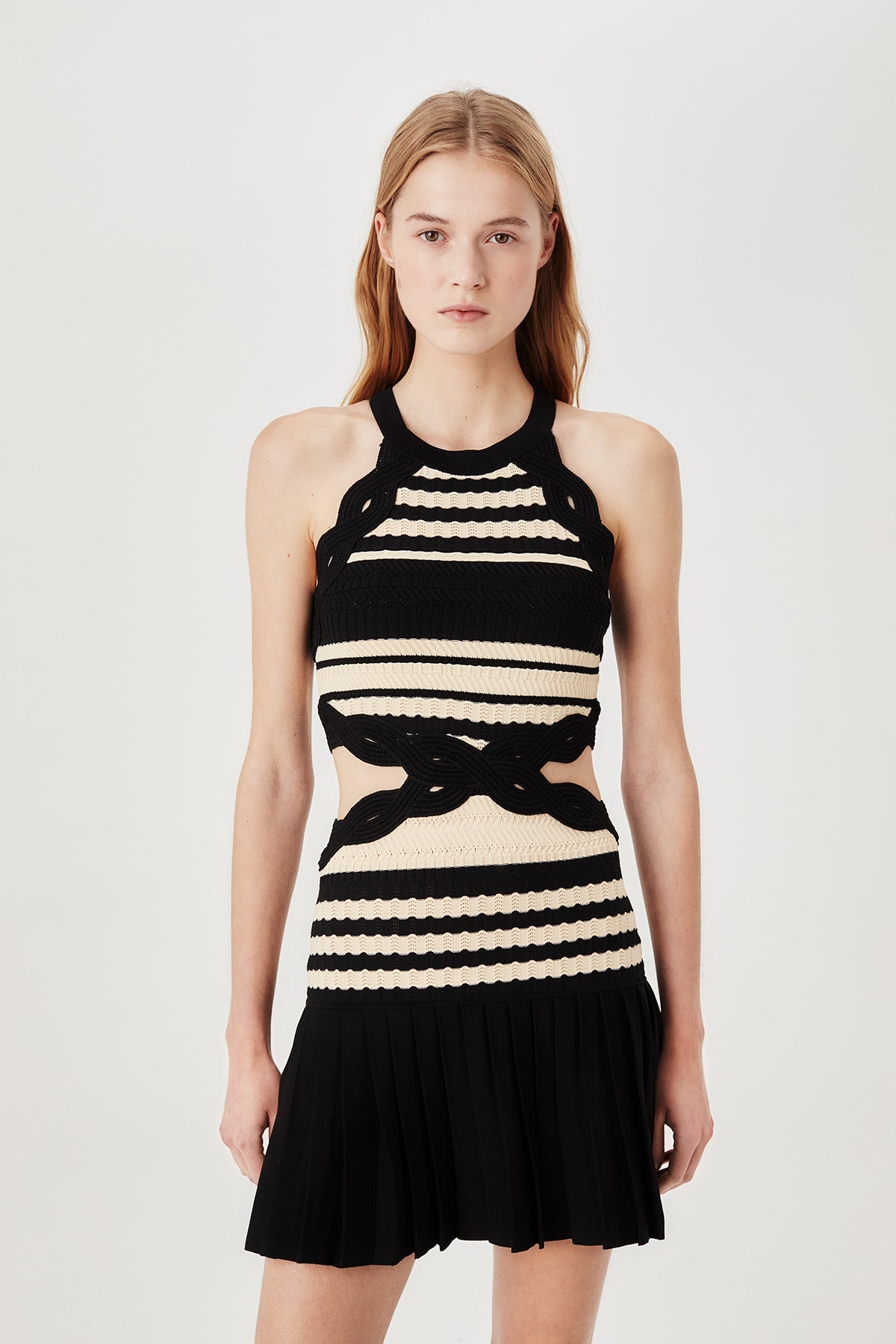 Robe en maille rayée