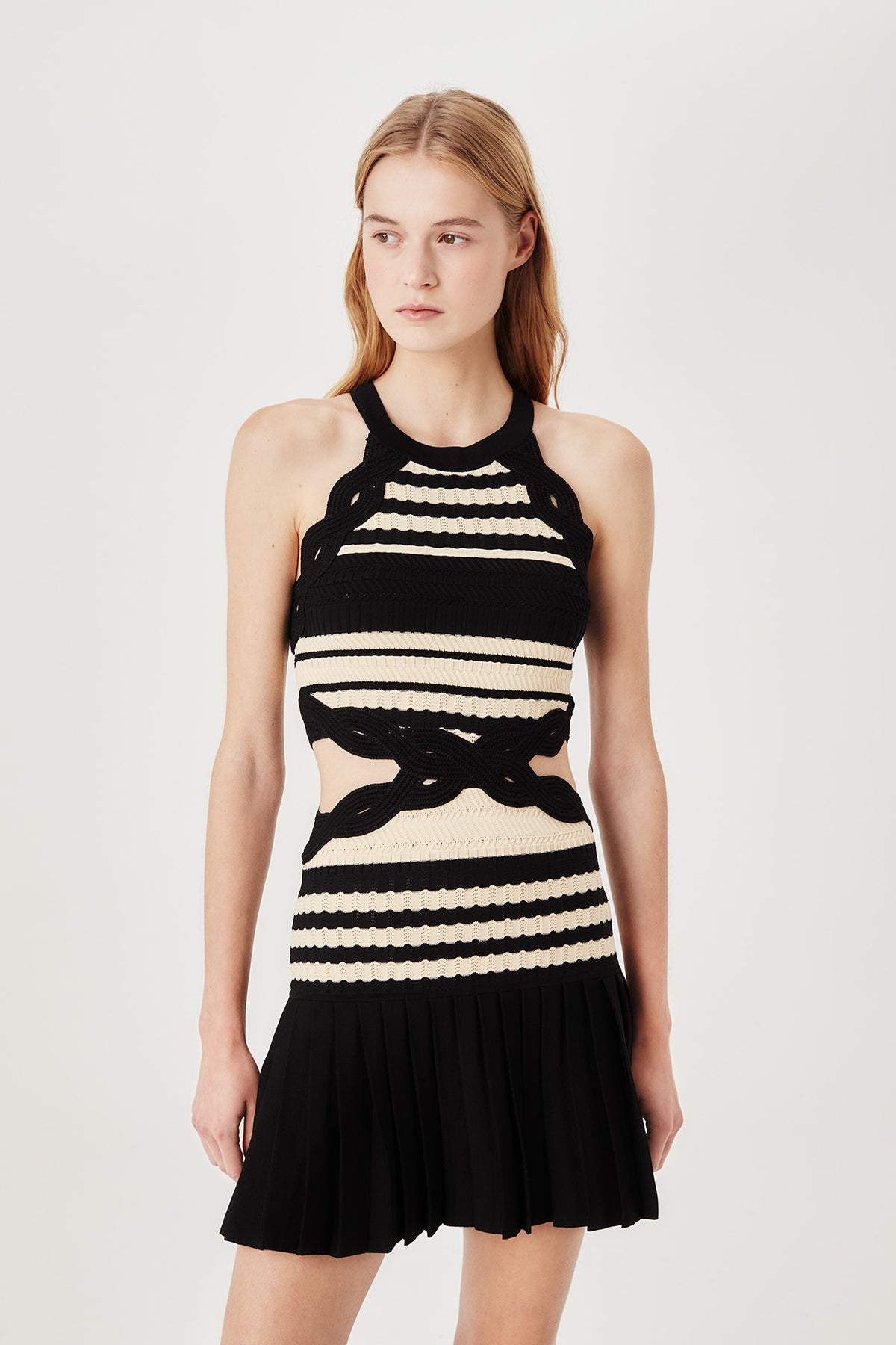 Robe en maille rayée