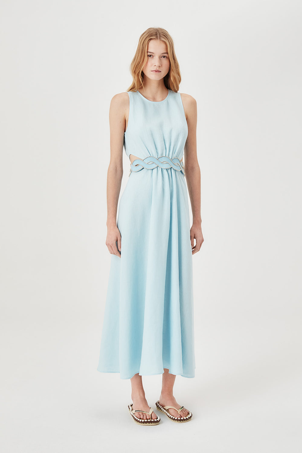 Robe à ceinture tresse brodée de strass