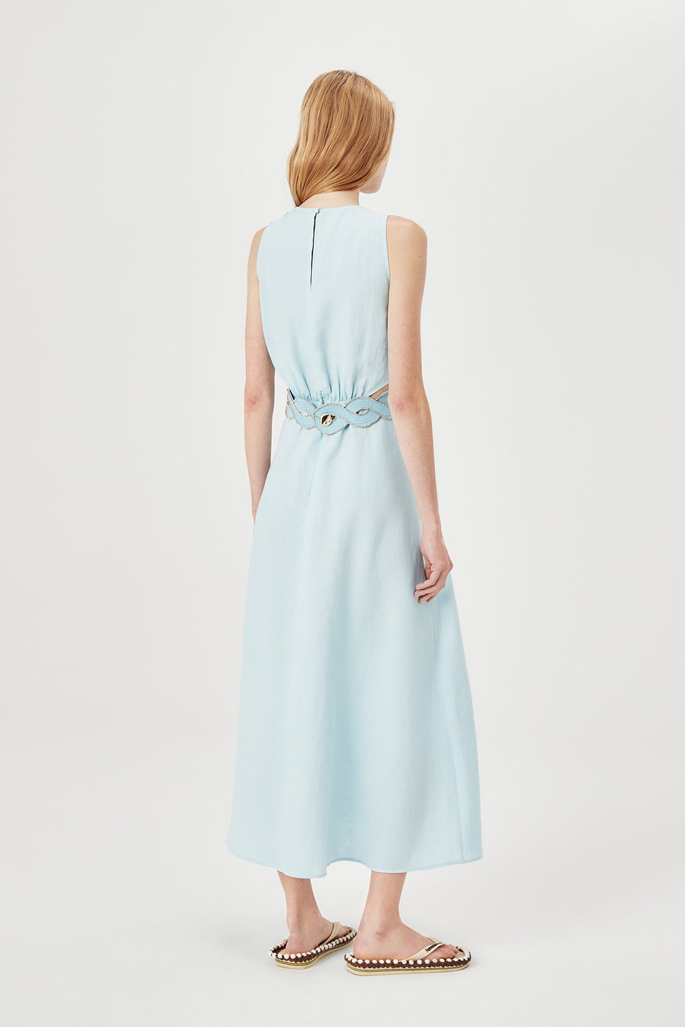 Robe à ceinture tresse brodée de strass