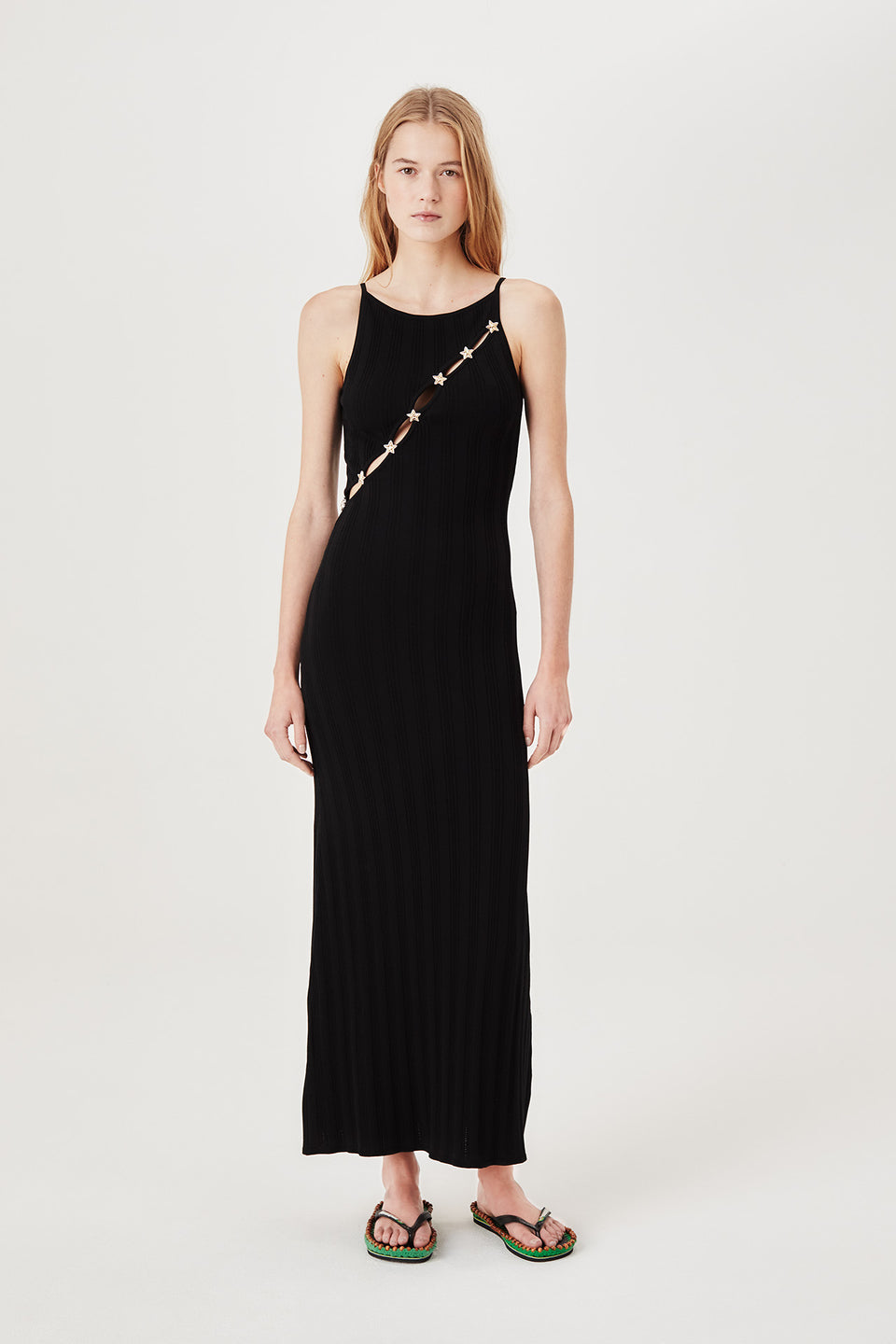 Robe en maille à ouverture asymétrique