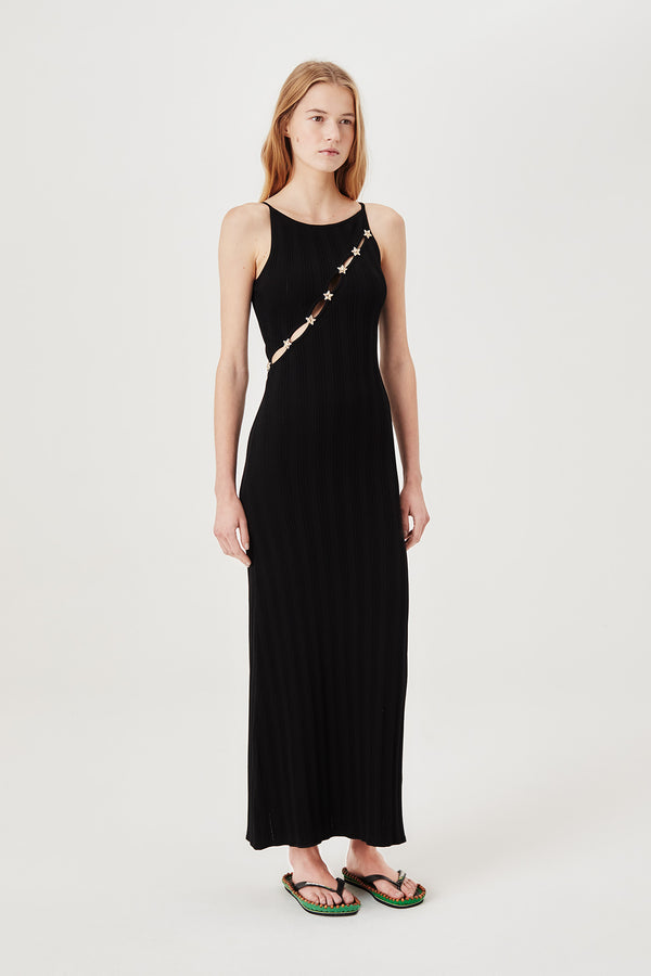 Robe en maille à ouverture asymétrique