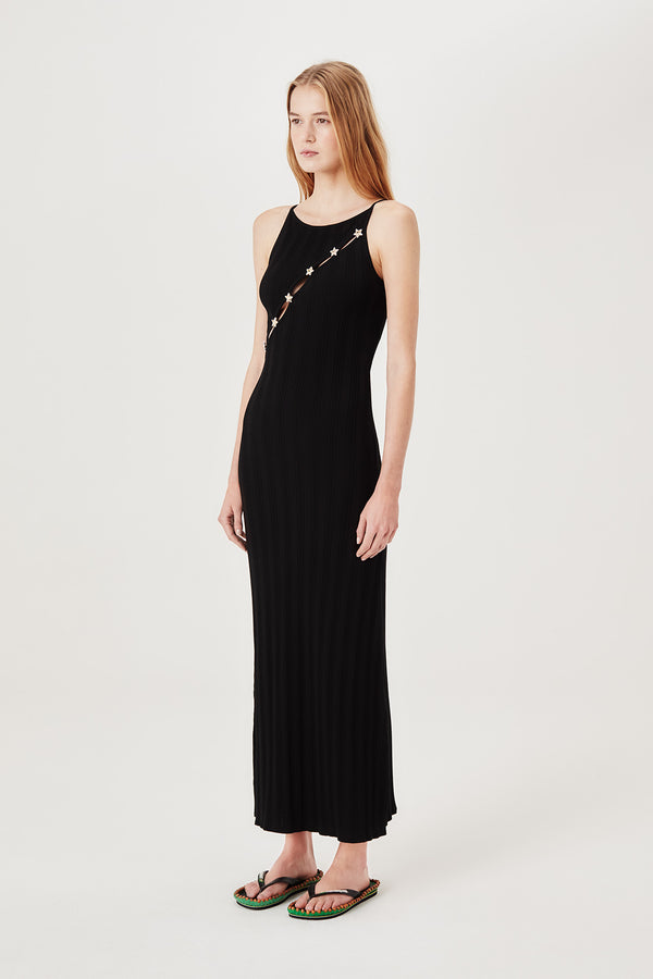 Robe en maille à ouverture asymétrique