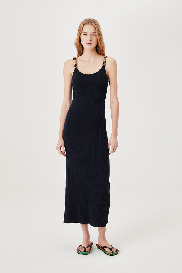 Long backless knit dress