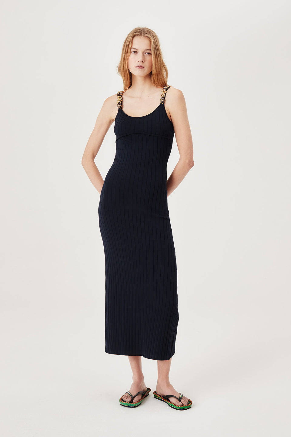 Robe longue en maille dos nu