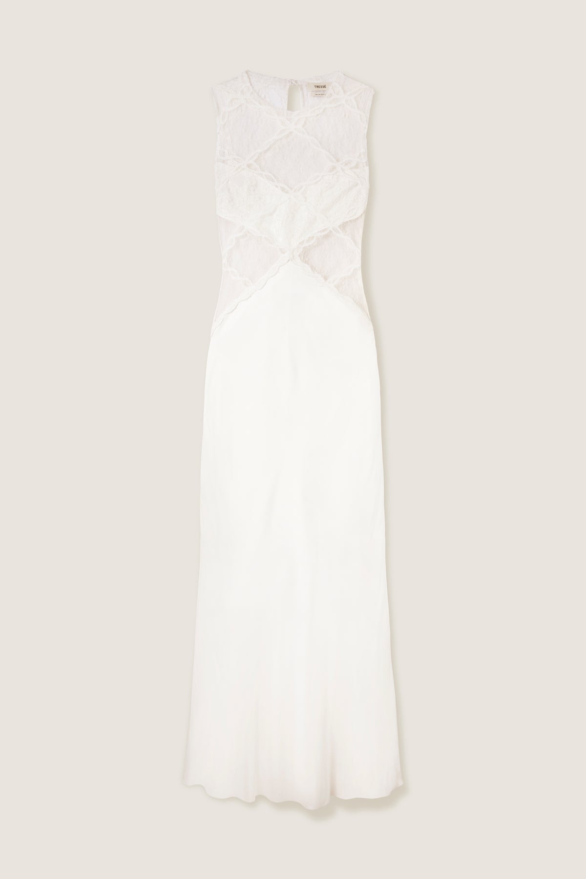 Robe longue en dentelle et satin