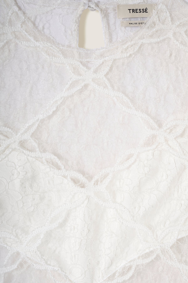 Long lace and satin dress