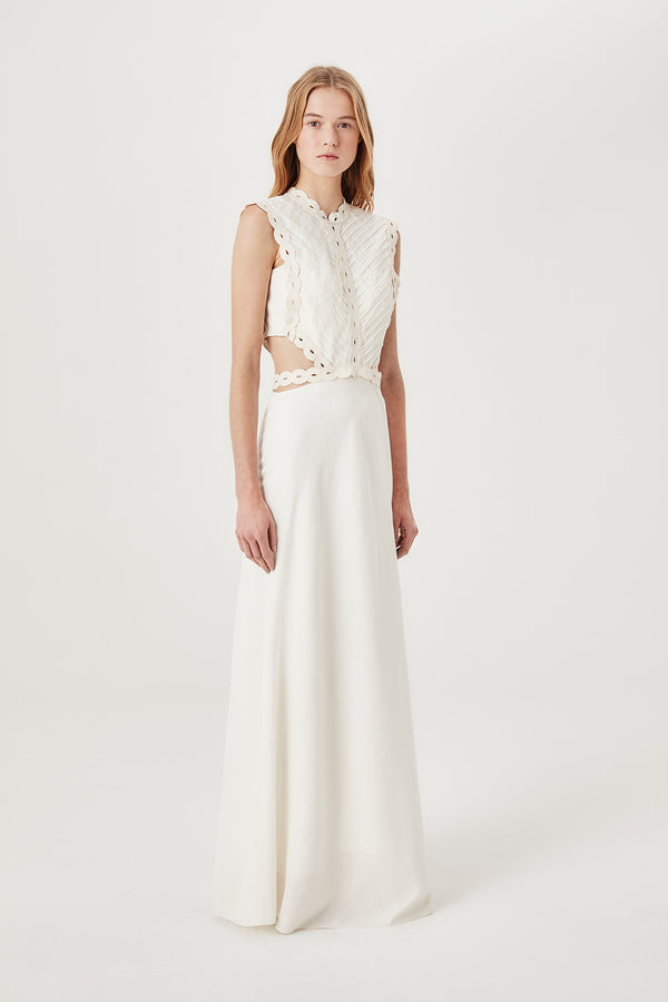 Robe longue à plastron