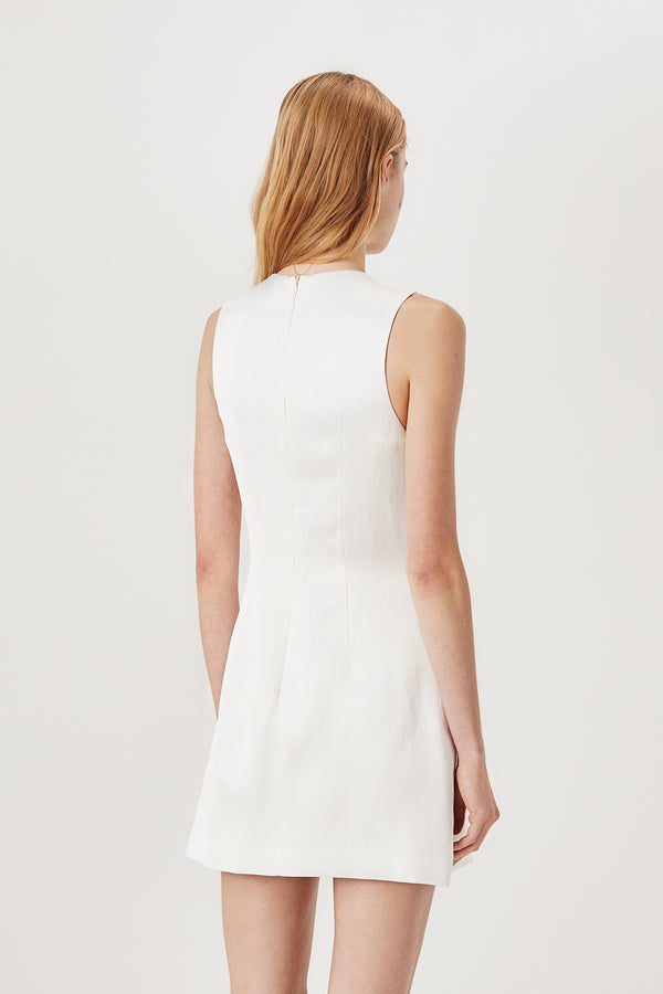 Short satin dress with gold embellishments