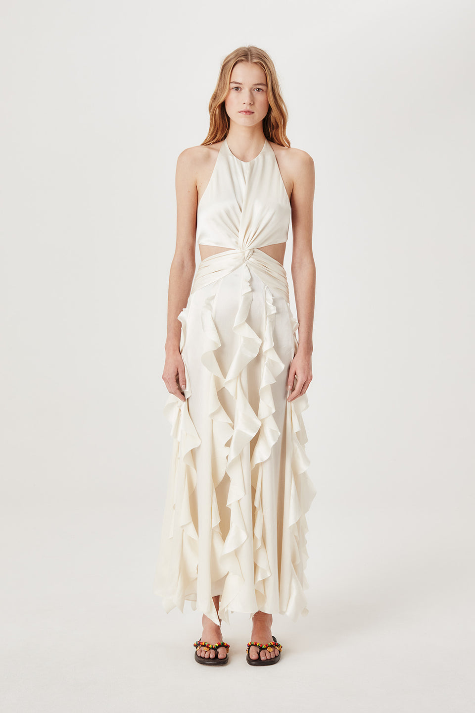 Robe dos nu à volants