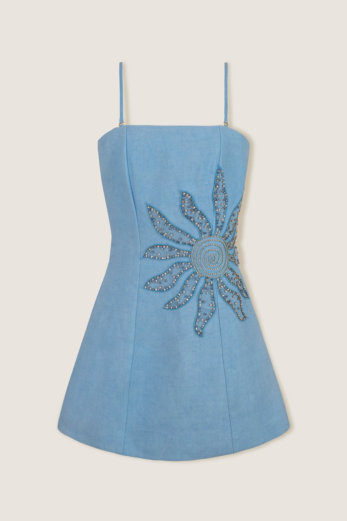Vestido bustier con sol de strass