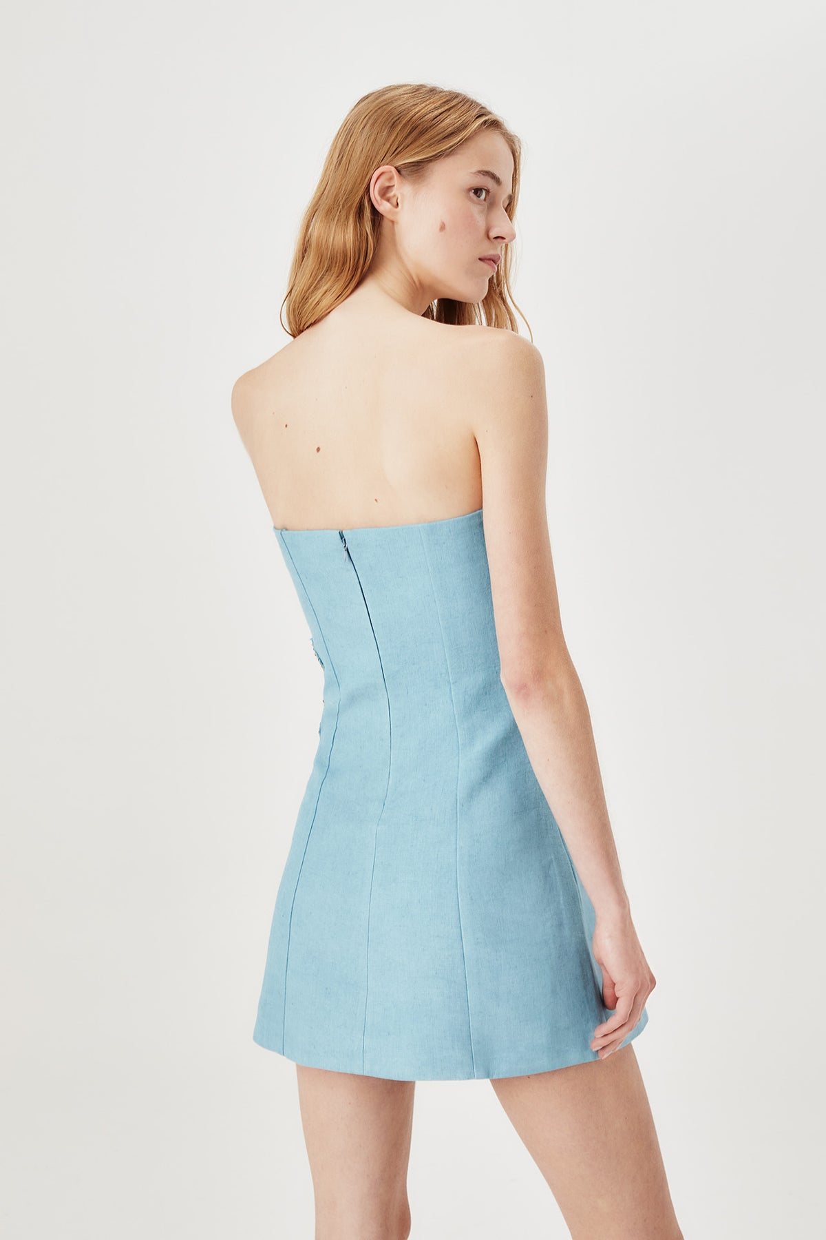 Vestido bustier con sol de strass