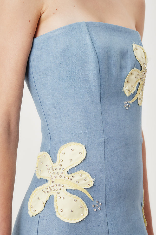 Robe bustier à fleurs jaunes