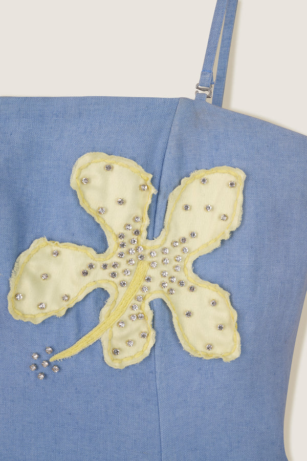 Robe bustier à fleurs jaunes