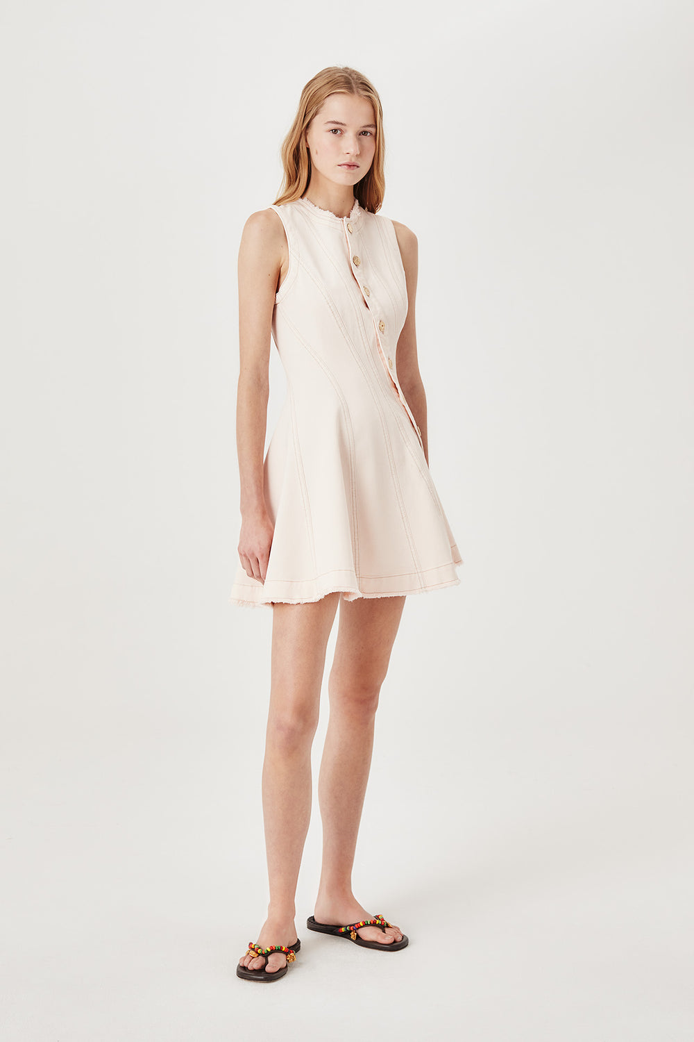 Robe en denim avec découpe en biais