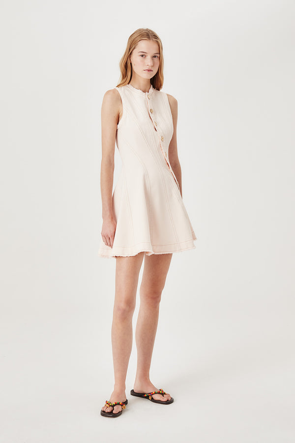 Robe en denim avec découpe en biais