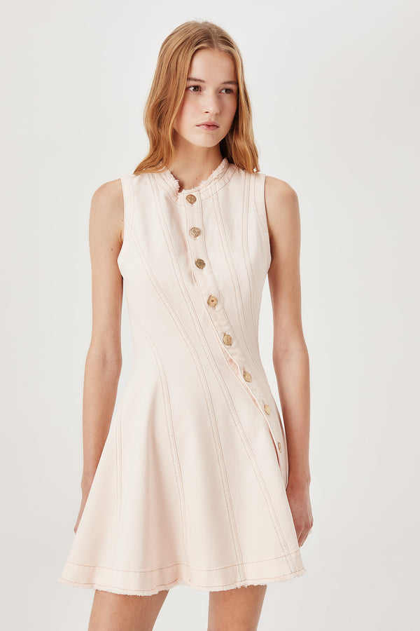 Robe en denim avec découpe en biais