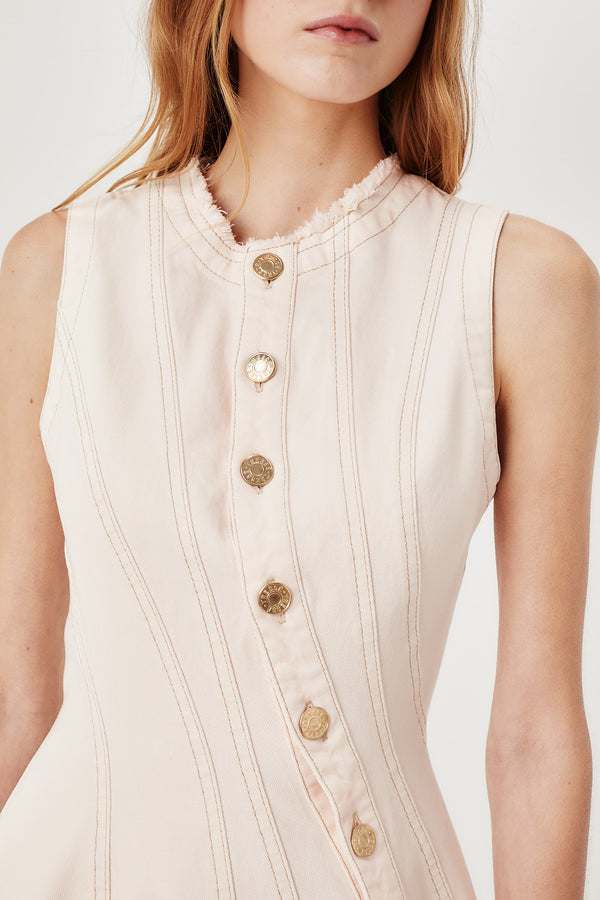 Robe en denim avec découpe en biais