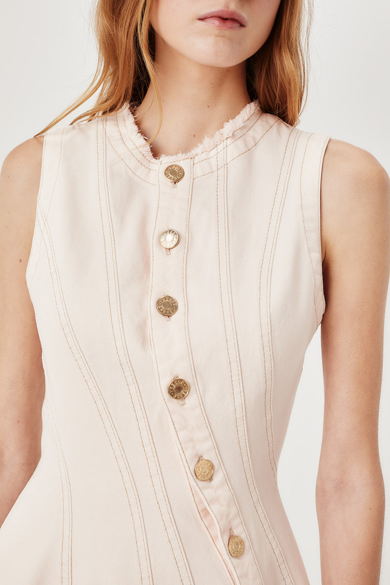 Robe en denim avec découpe en biais