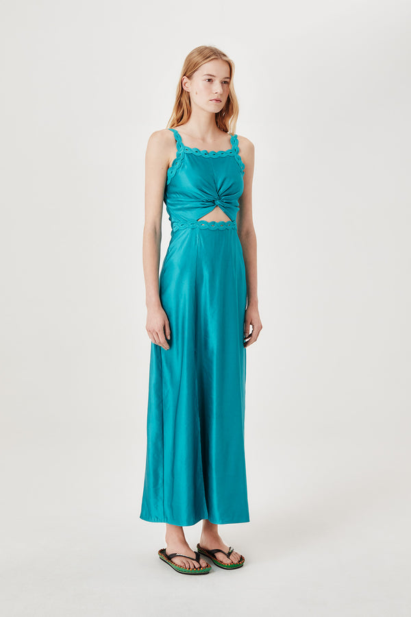 Robe longue satinée