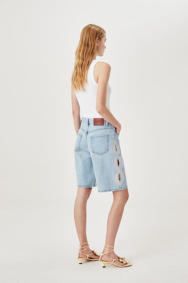 Bermuda à tresses ajourées