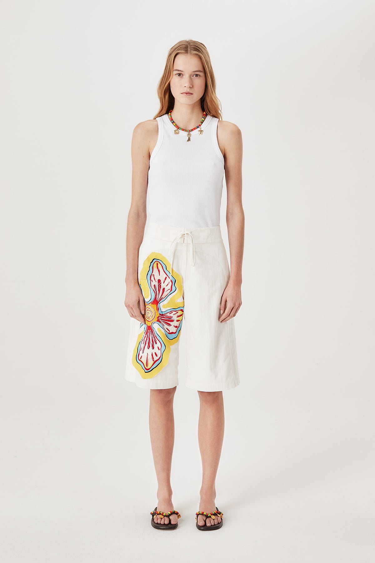 Bermuda shorts with laced waistband