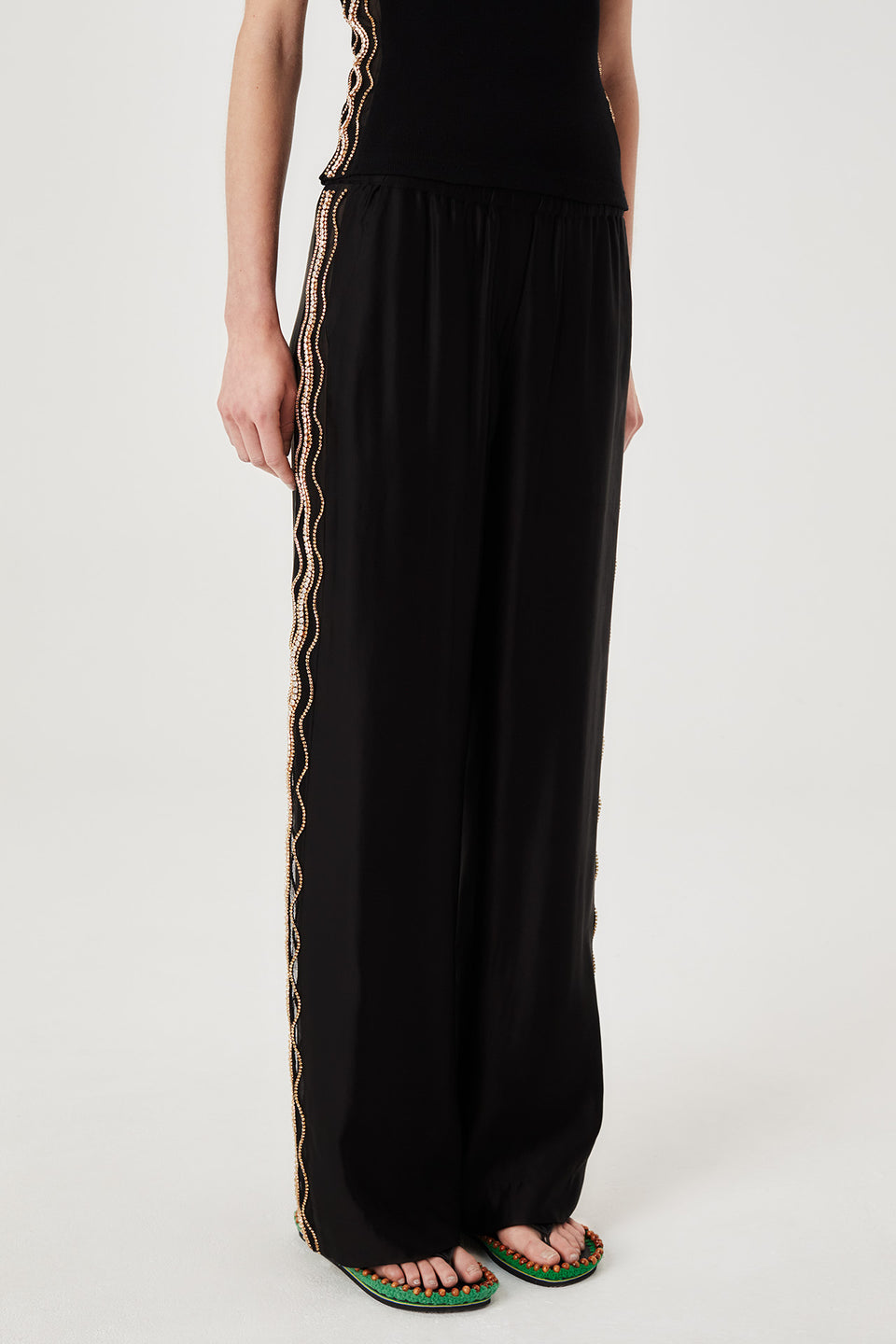 Pantalon à strass brodés