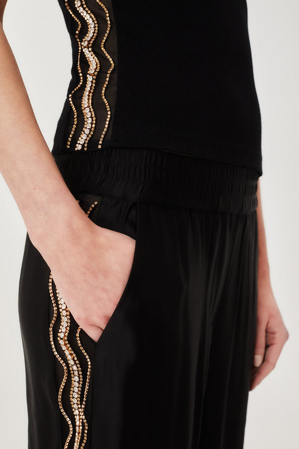 Pantalon à strass brodés