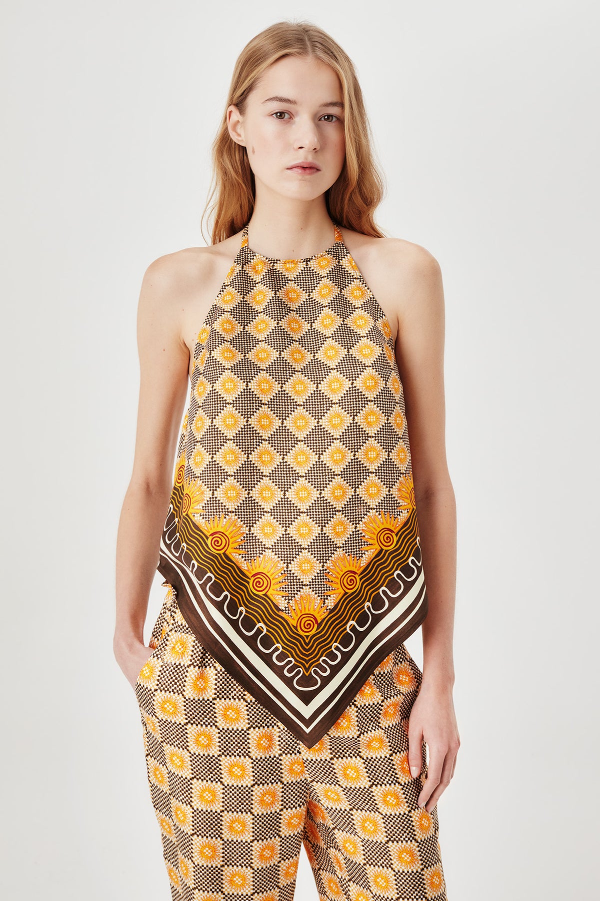 Backless silk top