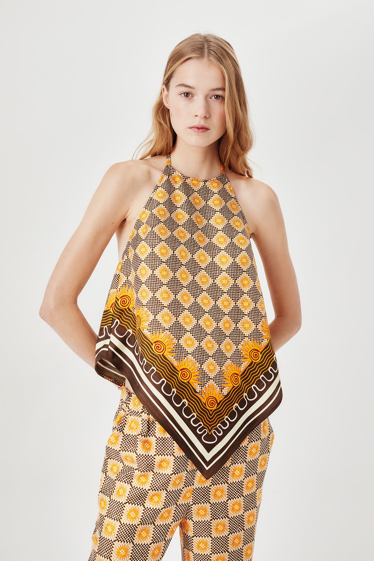 Backless silk top