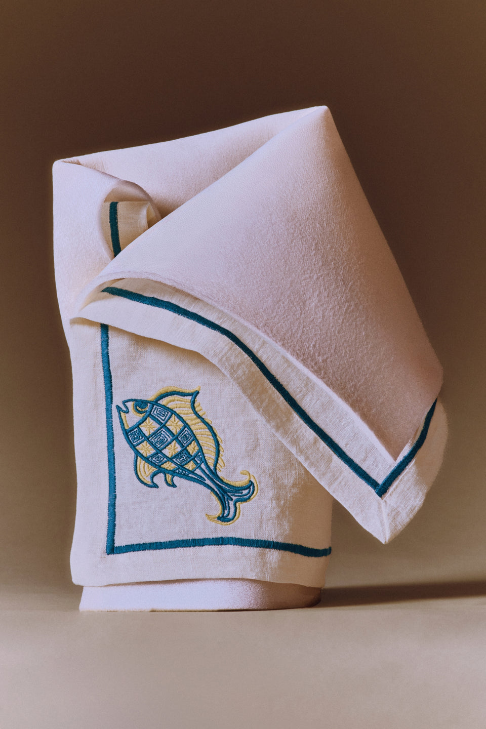 Embroidered linen napkin