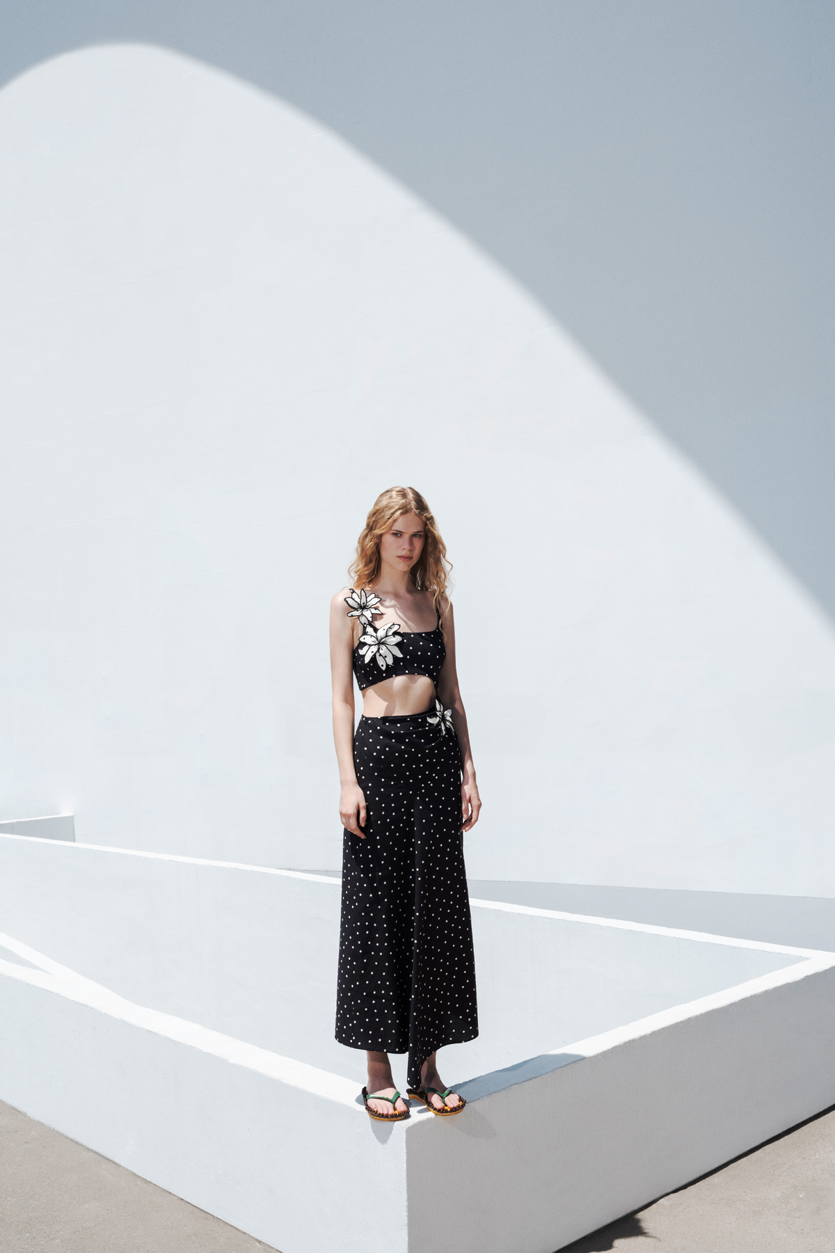 Robe longue à pois
