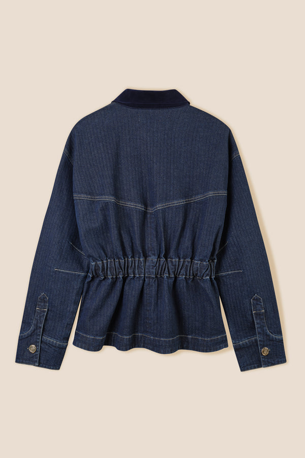 Denim jacket with velvet collar